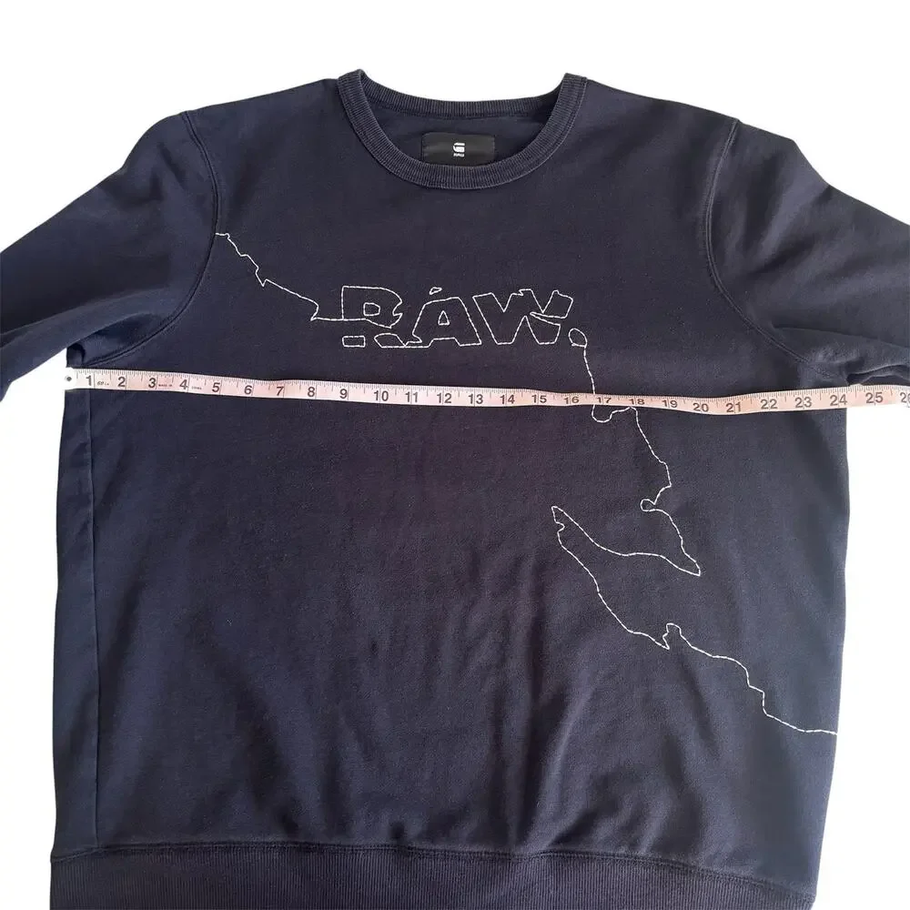 G-Star Raw Navy Blue Stitch Design Crewneck Sweatshirt Mens XL Loungewear Casual